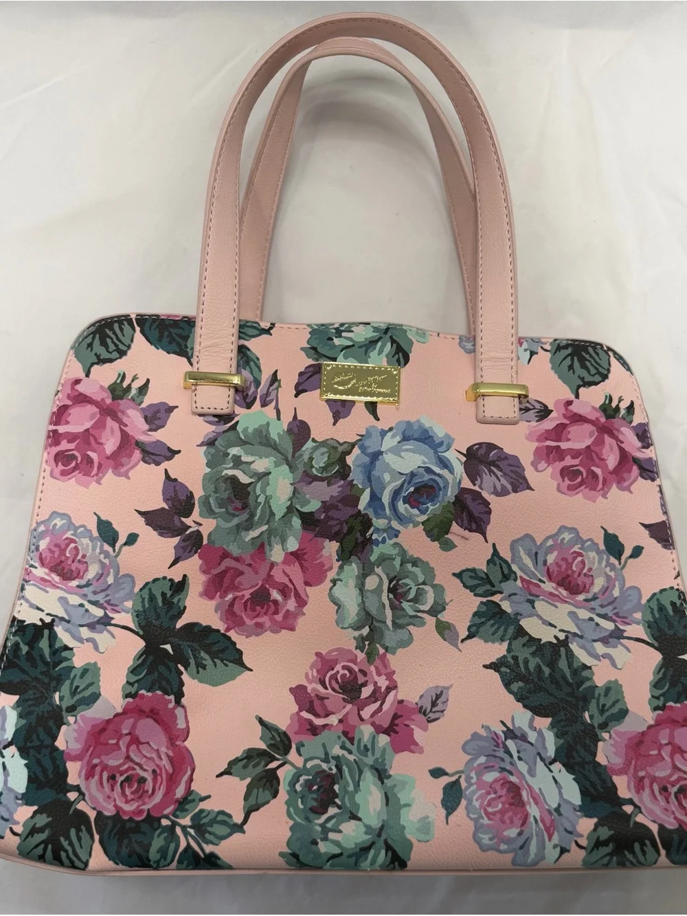 Luv Betsey Johnson Pink Rose Floral Satchel Handbag